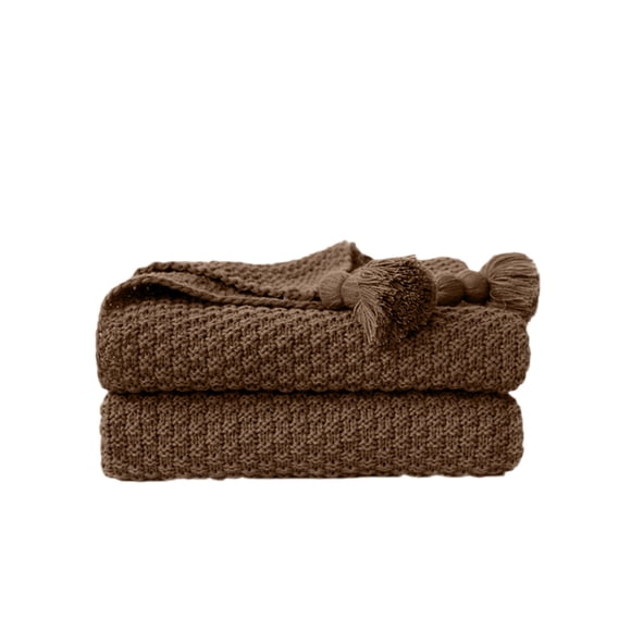 Staron Coffee Throw Blanket for Couch, Soft Boho Knitted Blanket for Sofa, Lightweight Woven Throw, 100x70cm