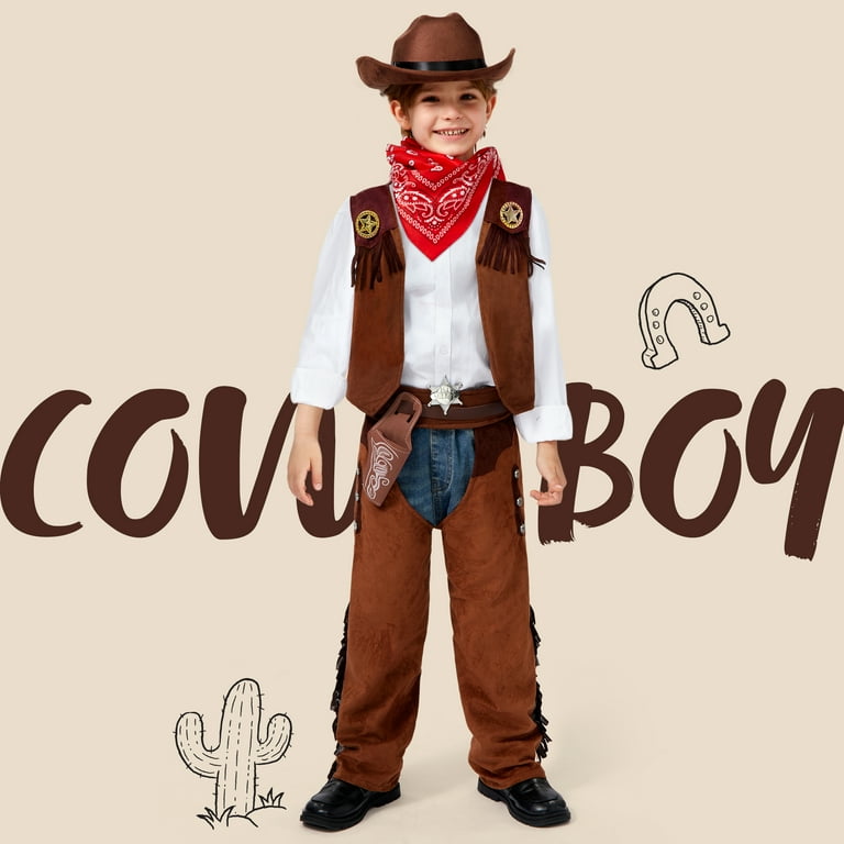 Joyfy Halloween Cowboy Costume for Boys, Kids Cowboy Costume Set