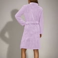 thumbnail image 5 of Women's Plush Fleece Robe Soft Cozy Bathrobe Lightweight Warm Sleepwear Housecoat Lounge Robe with Pockets Loungewear, 5 of 5