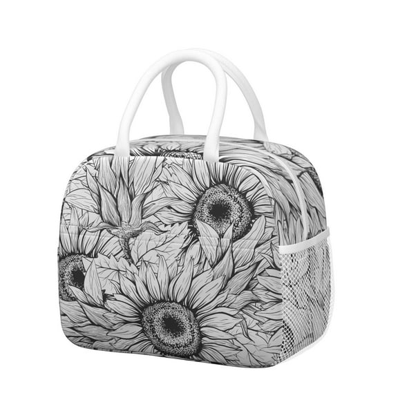 Reusable Sunflower Lnsulated Lunch Bag for Women & Men-Leakproof Water-Resistant Cooler Tote,Large Capacity(10.6x8.7x6.3in)for Work,Office,Travel,Picnic,Beach.