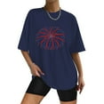 thumbnail image 3 of 2DXuixsh Chemises pour Femmes Grand T-Shirt Ample Col Rond Impression Jour de L'Indépendance Manches Courtes Haut Été Chemise Décontractée Basique T-Shirt Jour de l'Indépendance Marine Taille g, 3 of 3