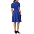 thumbnail image 3 of INSPIRE CHIC Women's Elegant V Neck Short Sleeve Pleated Business Work A-Line Dresses M Royal Blue, 3 of 6