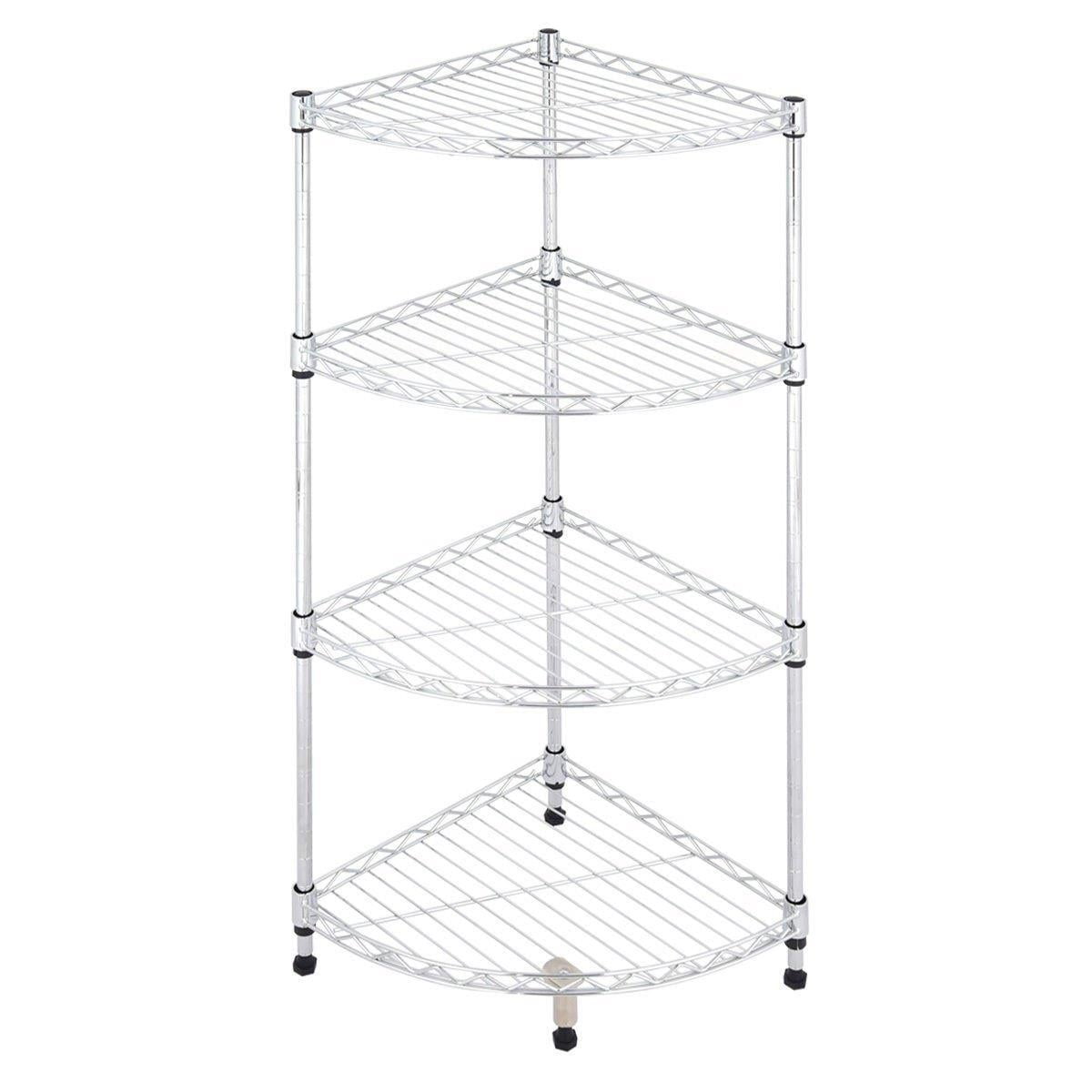 4Tier Corner Rack Display Shelf Kitchen Bathroom Storage Wire Shelving