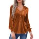 thumbnail image 1 of VISgogo, camisas de terciopelo salvaje a la moda para mujer, blusas de manga larga con cuello vuelto de Color sólido, blusas informales con botones para primavera y otoño VISgogo moda, 1 of 9