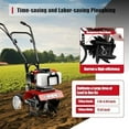 thumbnail image 5 of 52CC Gas Powered Tiller Cultivator 2-Stroke Garden Cultivator Single-Cylinder Hand Rotary Cultivator Rototiller Garden Tool with Air-Cooling for Garden and Field Soil Cultivation 7000r/min, 5 of 7
