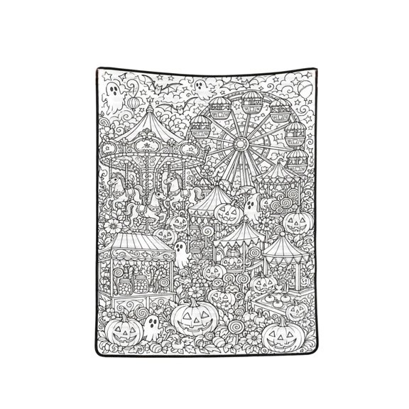 YYDENG Pumpkin Themed Halloween DIY Coloring Blanket, Interactive Hand‑Painting Art Throw Blanket Reusable Polyester Blanket for Family Holiday Craft & Home Interior Decor 70×100/150×130/150×200cm