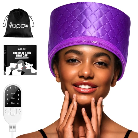Uarter Hair Steamer Cap 10-Level Heating Practical Deep Conditioning Women Heating Thermal Heat Cap with 3 Mode Temperature Control, Purple