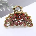 thumbnail image 2 of Retro Flowers Hair Claw Clip for Women Lady Vintage Alloy Rhinestone Hair Jaw Clips Hairpin Fancy Hair Clamp (Red), 2 of 4