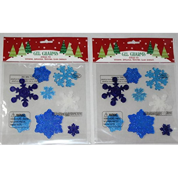 Nantucket Home Christmas Winter Snowflakes Gel Window Clings, Blue and