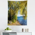 thumbnail image 1 of Fishing Tapestry, Small Boat Under Tree by the Lake North Island New Zealand Picturesque View, Fabric Wall Hanging Decor for Bedroom Living Room Dorm, 5 Sizes, Olive Green Blue, by Ambesonne, 1 of 1