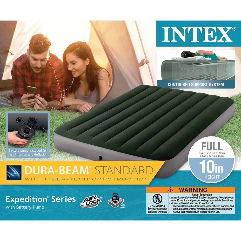 Intex Full 10" DuraBeam Expedition Airbed Mattress with Battery Pump