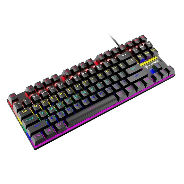 Teclado mecánico K80 de 87 teclas, interruptor azul, mezcla sensible, Color retroiluminado, teclado USB para juegos por cable de escritorio