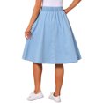 thumbnail image 3 of INSPIRE CHIC Women's Jean Skirts Elastic Waist Casual A-Line Midi Denim Skirt with Pockets M Light Blue, 3 of 5