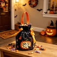 thumbnail image 4 of Qocolcyl Pumpkin Ghost Print Halloween Drawstring Candy Bag, Reusable Fabric Trick Or Treat Gift Pouch, Halloween Decor, Indoor Outdoor Party Favor Snack Storage Bag Holiday Goodie Carry Supplies, 4 of 6