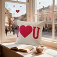 thumbnail image 6 of 18"x18" Valentine's Day Embroidered Heart Pillow Cover, Decorative Sofa or Bed Cushion Cover for Festive Living Room and Bedroom Decor B, 6 of 8