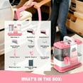 thumbnail image 6 of SUXIANGVAC Portable Carpet and Upholstery Spot Cleaner Machine, 30Kpa Powerful Suction with 5 Cleaning Tools, 17oz Cleaning Solution, Lightweight Compact Design, Deep Clean for Car, Home, Pink, 6 of 9