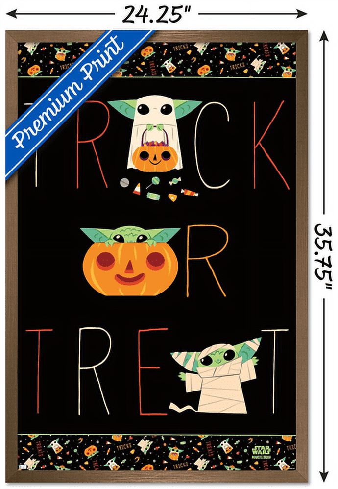 Star Wars: The Mandalorian - Grogu Trick Or Treat Wall Poster, 22.375" x 34", Framed