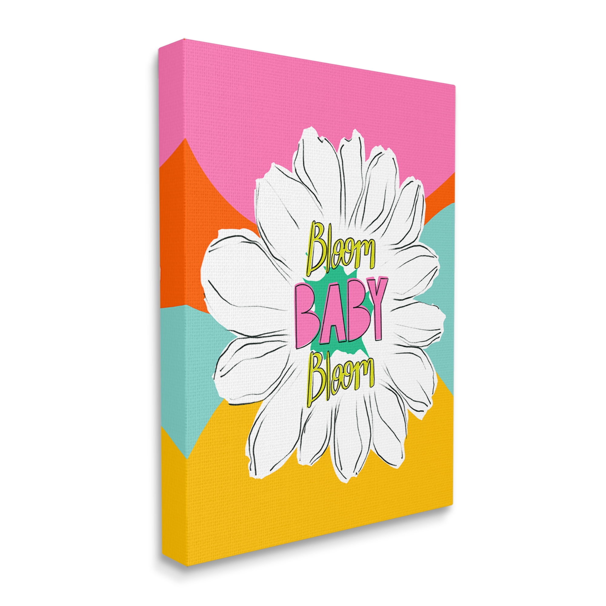 Stupell Industries Bloom Bright Flower Phrase Inspirational Painting Gallery Wrapped Canvas Print Wall Art, 24 x 30