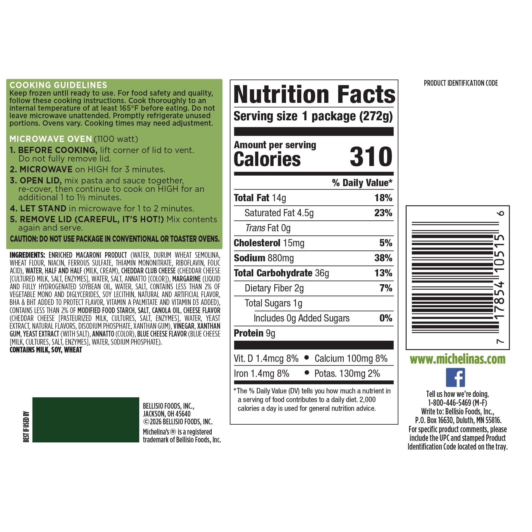 Michelina's Macaroni and Cheese Meal 9.6oz (Frozen Dinner)