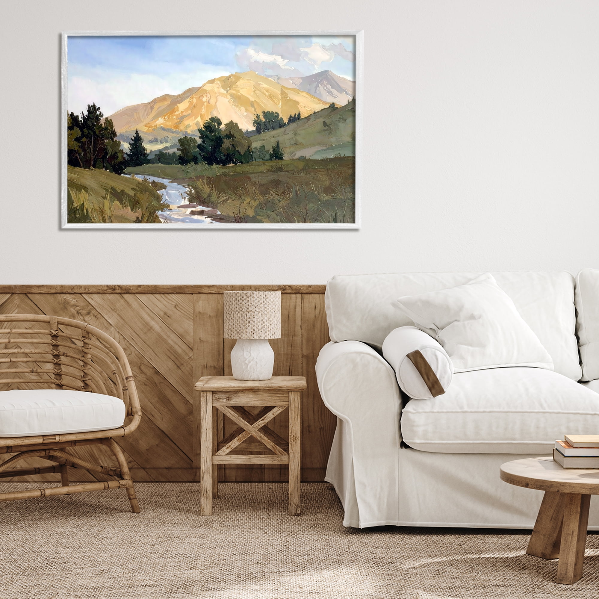 Stupell Industries Mountain Divide Valley White Framed Giclee Art, design by Alonza Saunders