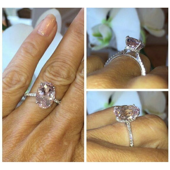 HeartsAndYou 1.61ct Natural Peach Morganite Solitaire Engagement Ring 14k SOLID White Gold