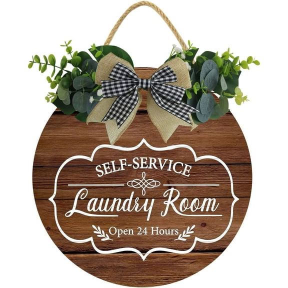 Eveokoki 12" Wood Laundry Signs for Laundry Room Decor, Rustic Signs Wall Hanging for Home Farmhouse Wall Decorations,Laundry Wood Hanging Sign for Home Decor