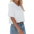 thumbnail image 4 of Women V Neck Half Sleeve Solid Color Cropped T Shirts, 4 of 5
