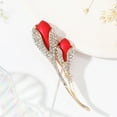thumbnail image 5 of Eosunjian Lady Lapel Brooch Red Tulip Shape Rhinestone Decor Suit Coat Collar Formal Occasion Commute Office Clothes Pin Party Prom Jewelry Red, 5 of 12