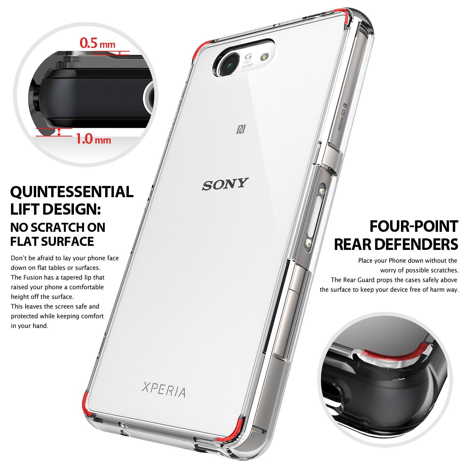 Ciro verkorten Cyclopen Ringke Fusion Case Compatible with Sony Xperia Z3 Compact, Transparent PC  Back TPU Bumper Drop Protection Phone Cover - Clear - Walmart.com