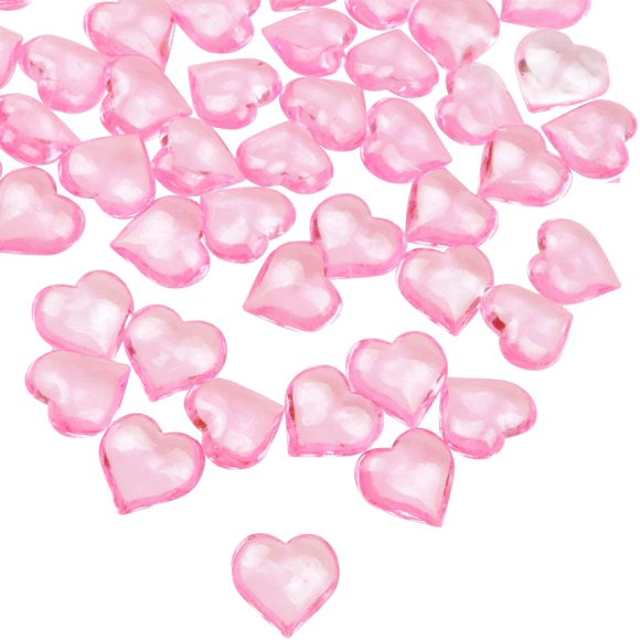 Fangoo 110 Pcs Cœur Acrylique Rose Dos Plat Gemmes Cœur pour Décorations de la Saint-Valentin, Remplissage de Vase, Décoration de Table, Décorations de Mariage, Décorations de Maison (Rose, 8OZ)