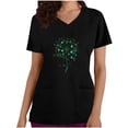 thumbnail image 3 of lcziwo St Patricks Day Scrub Tops for Women 2025 Fashion Shamrock Print Irish Shirts Summer Casual V Neck Short Sleeve Scrubs with Pockets Black XXL Holiday Sales, 3 of 5