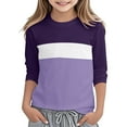 thumbnail image 4 of Fesfesfes Girls Long Sleeve Round Neck Blouse Top Casual Shirt for Kids Teen Spring Summer School Season Daily Wear Party Outfit Comfortable Soft Playwear Childrens(Purple#2,5-6 Years), 4 of 5