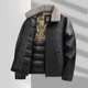 thumbnail image 2 of Chaqueta de invierno para hombre, chaqueta de cuero, forro de plumón de pato, abrigo calefaccionado, resistente al viento, ropa de diseñador, ligera, rellena y gruesa, 2 of 5