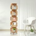 thumbnail image 2 of FETCOI 360° Rotating Bookshelf Wood Bookcase Storage Shelf Freestanding Display Rack 5 Tiers, 2 of 12