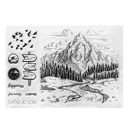 STEBCECE Mountains Silicone Clear Seal Stamp DIY Scrapbooking Embossing Photo Album Decor