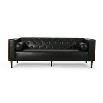 GDF Studio Neilan Contemporary Faux Leather Tufted Deep Sofa, Midnight Black