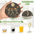 thumbnail image 2 of Yayeee 6 PCS Drink Coasters with Holder Set Woven Absorbent Round Tabletop Hot Pad, Black Halloween Dancing Skeleton, 2 of 7