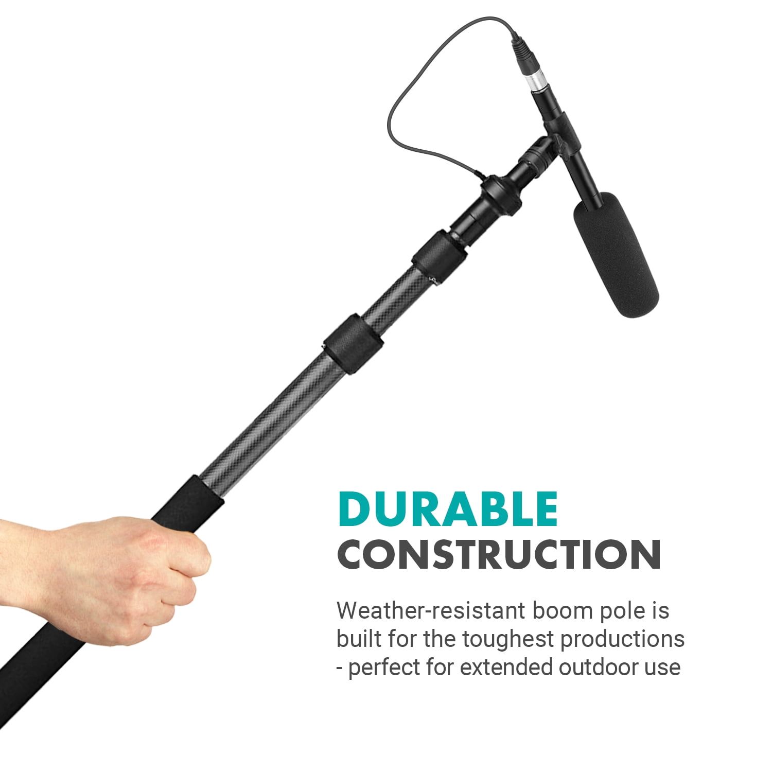 Movo XLR Shotgun Microphone & Boom Pole Kit – Professional Location Sound Recording Bundle with Shotgun Mic and Boompole with Internal XLR Cable for Filmmaking, ENG, and Broadcast Audio
