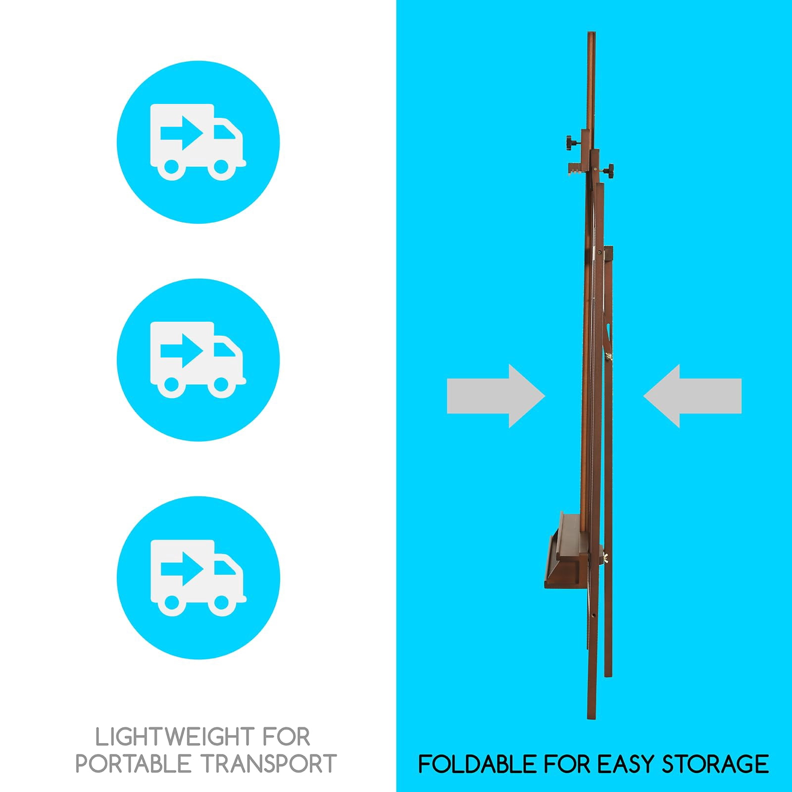 MEEDEN Wooden Easel Stand for Painting, Studio Easel with Artist Tray, Beech Wood Art Easel for Adults, Holds Canvas up to 48", Walnut
