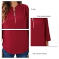 thumbnail image 5 of Women Fashion Blouse, Pure Color Comfortable Ruffle Back Lightweight Three Quarter Sleeve Tops For Club For Office For Female, 5 of 5