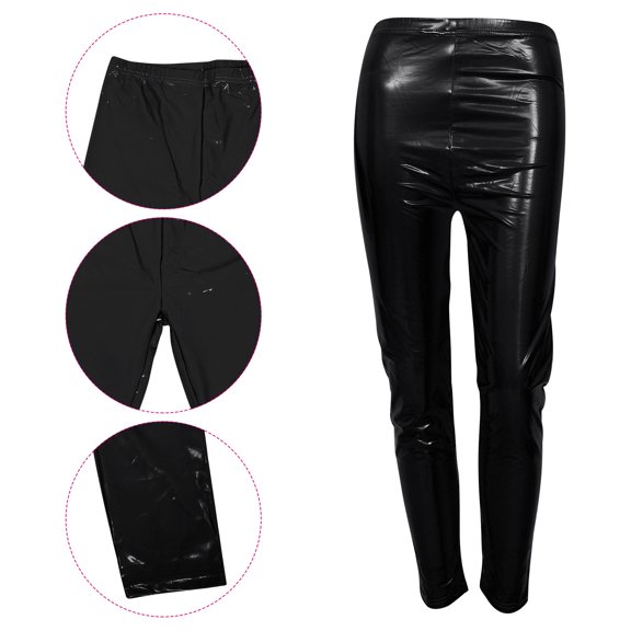 FESTFENDS Pleather Leggings for Women Elastic Tights Fashionable Style 1Pack