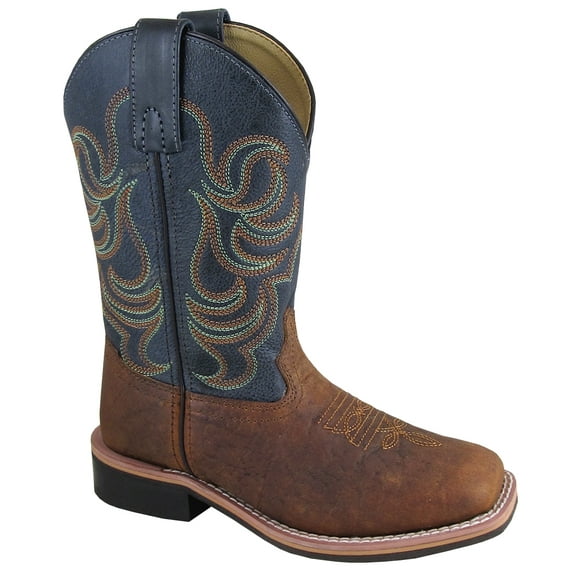 Smoky Mountain Botte de Cowboy en Cuir Brun/marine pour Enfant Jesse