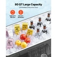 thumbnail image 2 of VEVOR 80 Quart Rolling Ice Chest, Holds up to 50 Bottles / 110 Cans, Portable Patio Party Bar Drink Cooler Cart with Bottom Shelf, Beverage Pool with Side Basket and Bottle Opener, Black, 2 of 9