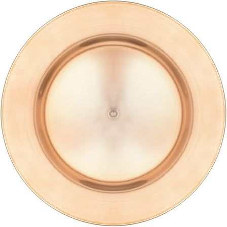 Simply Elegant Flat Edge Plastic Charger Plate | Service Plate for Parties, Dinner, Weddings, Quinceaneras and Events | 13 inch Diameter | Rose Gold- Gloss Finish | Set of 12