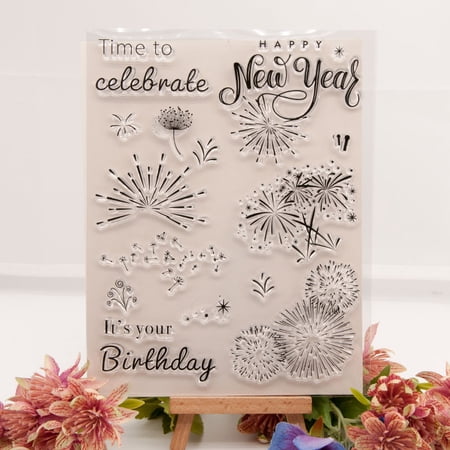 Ouginx Clear Stamps, Fireworks Rubber Stamp for Scrapbooking and Card Making Supplies