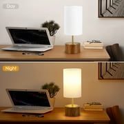 NATYSWAN Bedside Table Lamps Set of 2,Touch Control Nightstand Lamp with USB Ports,Minimalist Modern Desk Lamps with Fabric Shade for Bedroom Living Room