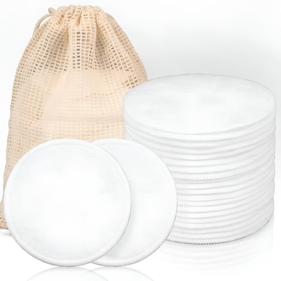 RAGUPEL 15 Pcs Reusable Makeup Remover Pads, Washable Cotton Rounds with Mesh Bag, 3.15 Inch Facial Cleansing