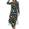 thumbnail image 1 of Robe en Chiffon à Lettres Abstraites Imprimé Graffiti Insane Robes Mignonnes Femme Manches Longues Mode de Rue Col en V Oversize Robe Décontractée, 1 of 5