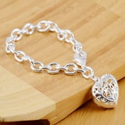 BuleStore Bangle Chain Bracelet New Women Jewelry Sterling Silver Crystal Cuff Charm
