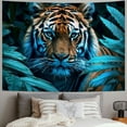 thumbnail image 2 of PRATYUS  Tapestry Art Wall Hangings Tapestries Tiger African Wildlife Blue Leaves king of animals  60x50inch, 2 of 6